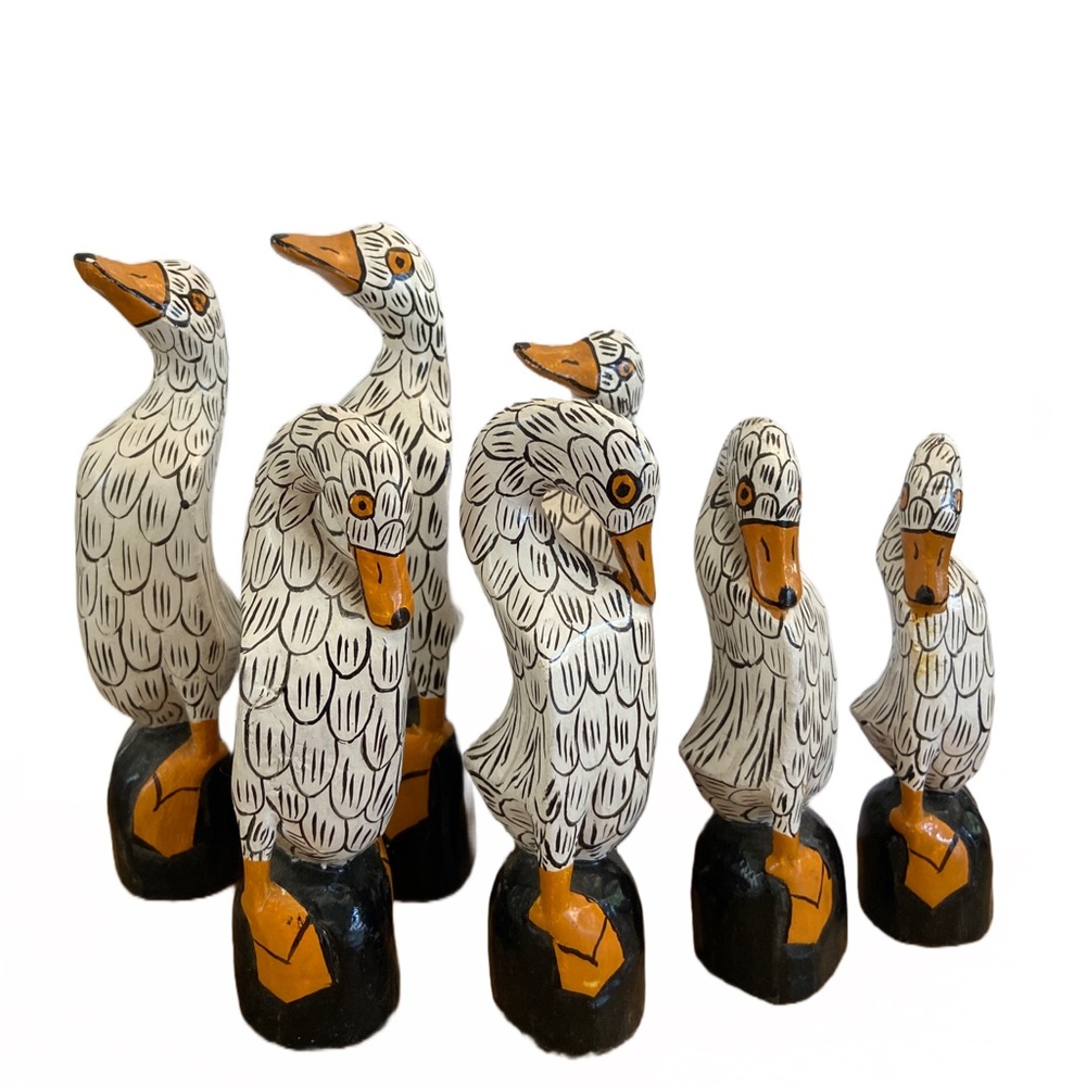 Vintage Wooden Indonesian Geese - Set of 7